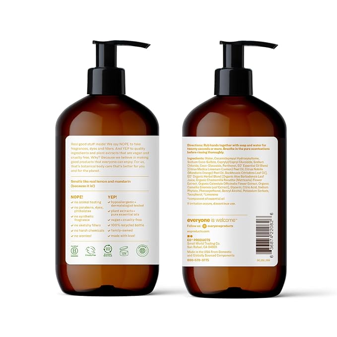 Everyone Liquid Hand Soap,12.75 Ounce,Meyer Lemon and Mandarin,Plant-Based Cleanser with Pure Essential Oils,(Pack of 6)