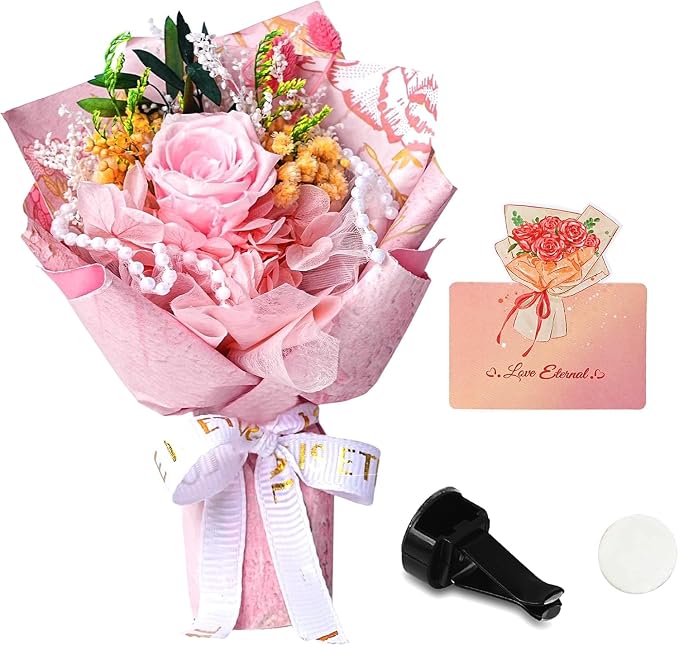 Small Bouquet Car Air Freshener Vent Clips Mini Fresh Flower Bouquet Air Conditioning Outlet Perfume Clip Decoration Essential Oil Diffuser Vent Clip Auto Interior Accessories for Car Decor