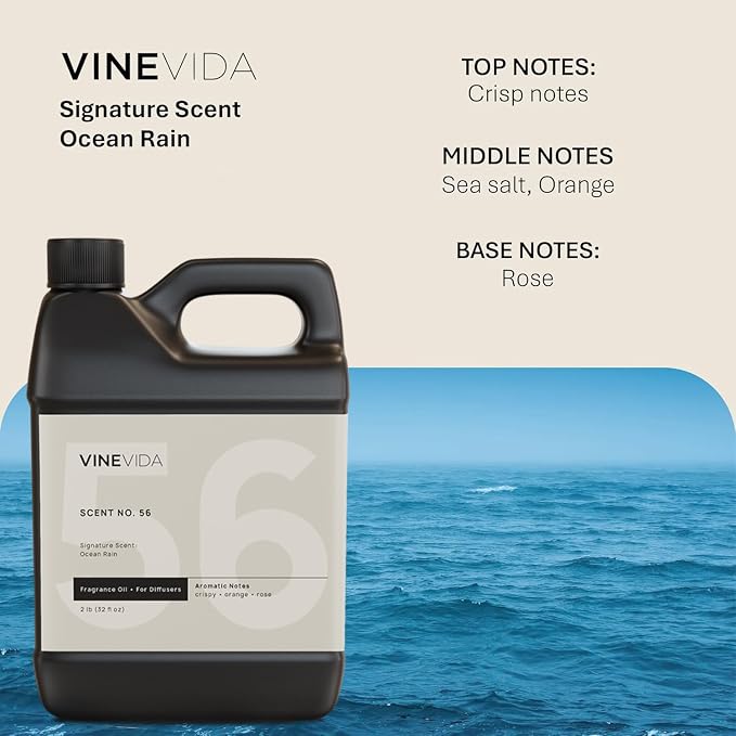 VINEVIDA [32 Fl Oz] Ocean Rain Fragrance Oil for Cold Air Diffusers, Essential Oils for Diffuser Oil Refill & Air Freshener Room Spray