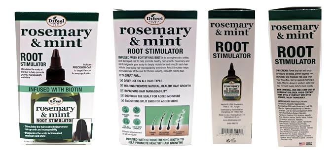 Difeel Rosemary and Mint Root Stimulator Oil with Biotin for Hair Growth, 7.1 oz. - Hair Growth Scalp Treatment