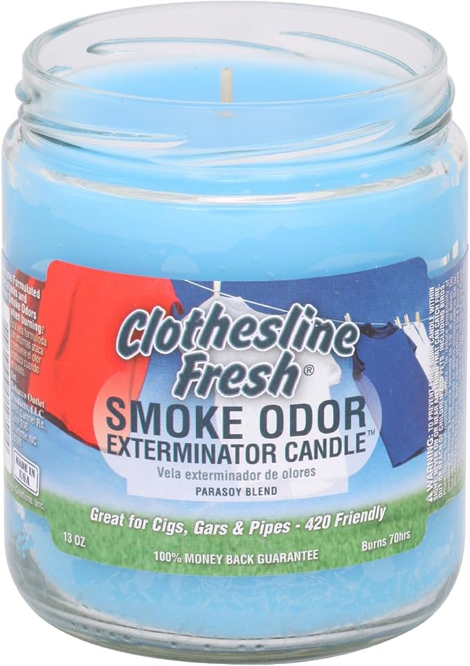 Smoke Odor Exterminator 13oz Jar Candle, Clothesline Fresh