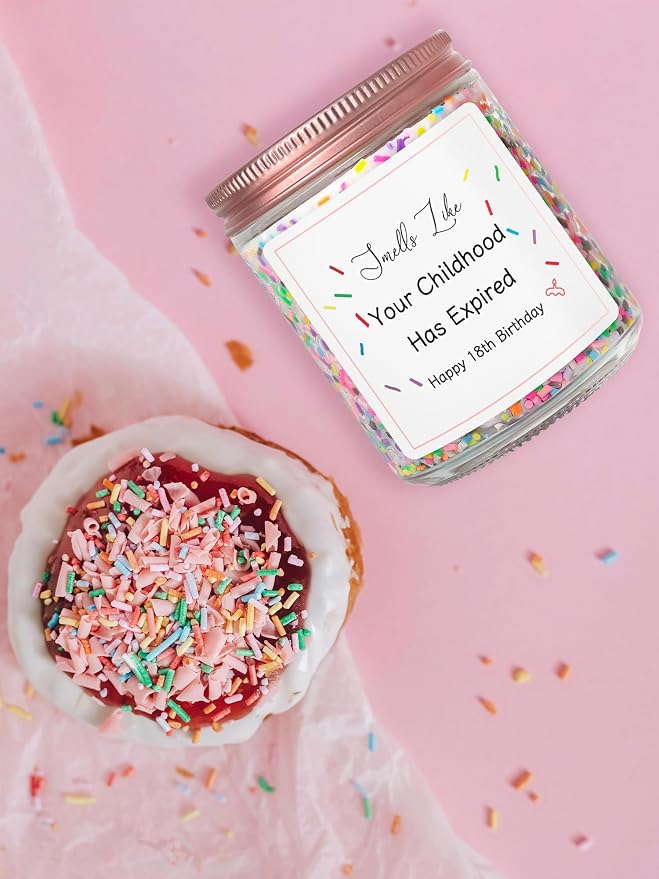 18th Birthday Gifts for Girls Boy Friend Turning 18 Year Old Girl Birthday Gifts for Sister Niece Granddaughter Happy 18th Bday Decorations for Girls, Vanilla Cake Scented Bday Candle