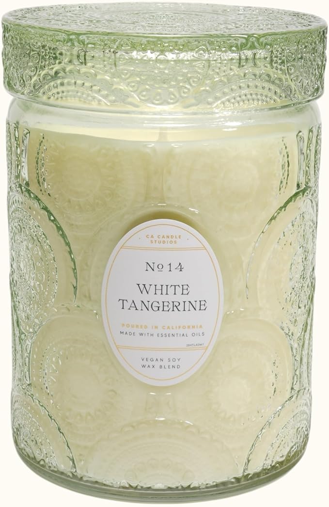 LEOBEN CO – White Tangerine Scented Candle – 18oz, Heirloom Collection – 80 hr Burn Time – Poured in California Using Vegan Soy Wax and Essential Oils – Made in Small Batches