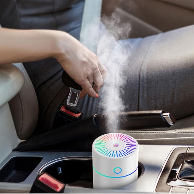 Desktop Humidifier with Colorful Lights, 250ml USB Powered Auto Shut Off Mini Diffuser Travel Humidifiers for Hotel Bedroom Humidifier for Bedroom, Office