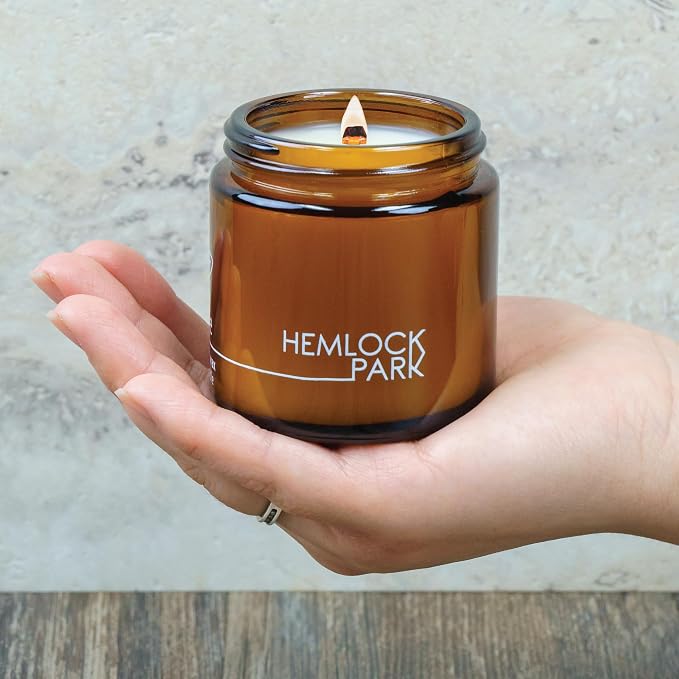 Hemlock Park White Sage Apothecary Scented Candle | Crackling Wood Wick, Botanical Fragrance & Coconut Apricot Wax | Up to 25 Hour Burn Time | 4 oz | Made in USA