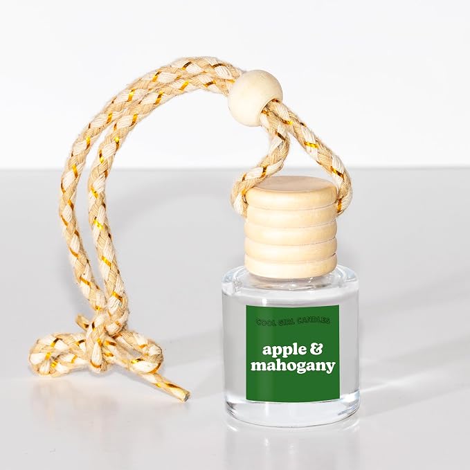 COOLGIRLCANDLES Apple & Mahogany Car Hanging Fragrance Oil Air Freshener for Essential Oils, Long Lasting Scents Aromatherapy Automobile Diffuser Bottle