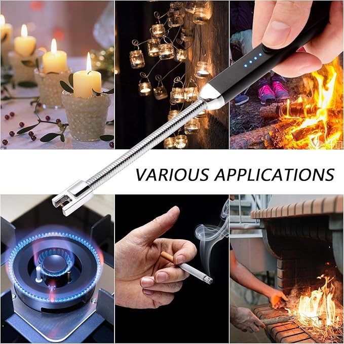 MEIRUBY 2 Pack Electric Candle Lighter, Birthday Christmas Stocking Stuffers Gifts for Women Mom Men Wife Sister, USB Arc Rechargeable Windproof Long Lighter for Candle BBQ Housewarming Gift Idals