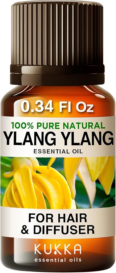 100% Pure Ylang Ylang Oil - 0.34 Fl Oz Ylang Ylang Essential Oil for Hair, Skin, Diffuser, Aromatherapy & DIY Soap Making Scent