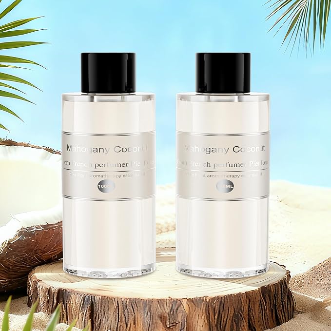 Amor Lyris 2 Packs Essential Oil Refill for Smart Car Air Freshener, 3.5OZ Car Diffuser Refill, Aromatherapy Perfume Refill (4-8 Months Use), Natural Plant Extracts, Mahogany Coconut