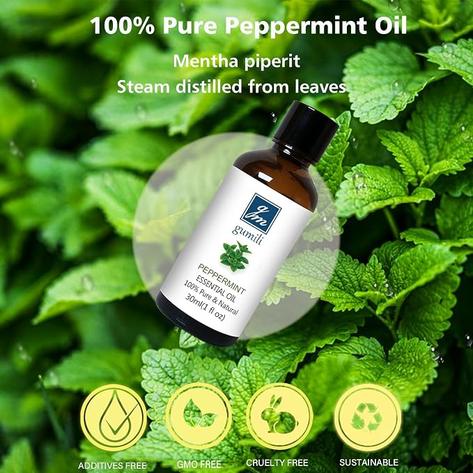GM Gumili Peppermint Oil for Diffuser, Hair, Spray, Soap, Body Wash, 100% Pure Peppermint Essential Oil - 30ml