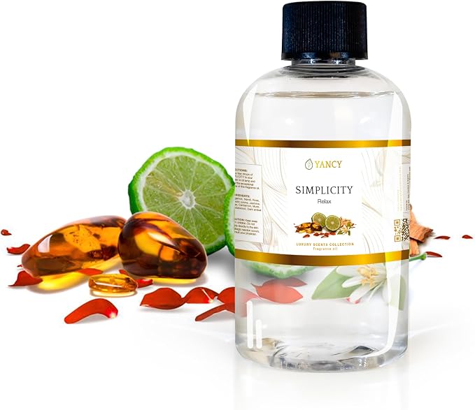 YANCY Simplicity Luxury Collection Fragrance Oil (4 oz), Clean Minimalist Aroma, Ideal for Diffusers, Oil Burners & Aroma Lamps, Light Fragrance for a Calm, Clear Space