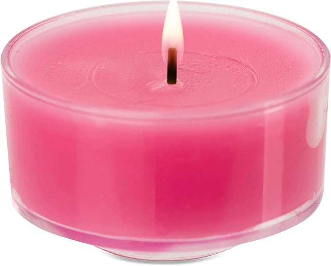HYOOLA Scented Tealight Candles - Clear Cup - Wildcherry Tealight Candles Scented - 6 Hour Burn Time - 15 Pack - European Made