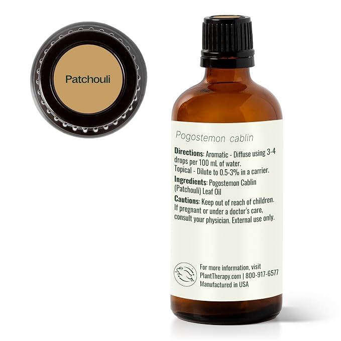 Plant Therapy Patchouli Essential Oil 100 mL (3.3 oz), 100% Pure, Undiluted, for Aromatherapy, Skincare, Meditation, and Relaxation