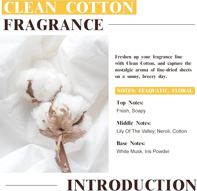 EUQEE Clean Cotton Fragrance Oil, 2.02 Fl oz/ 60ml Fragrance Oils for Diffuser, Candle Making, DIY Soap with Glass Dropper