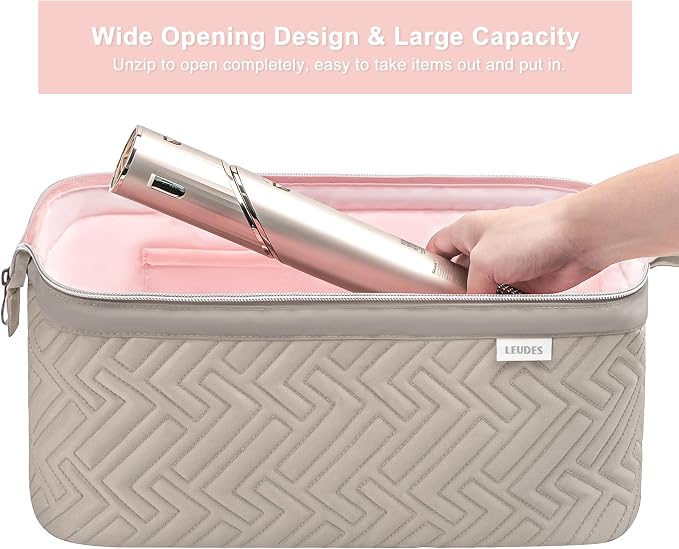 Leudes Hair Tools Travel Bag for Shark Flexstyle Carrying Case Portable Shark Hair Air Wrap Dryer Case Waterproof Dustproof Flat Curling Iron Travel Organizer (Camel)