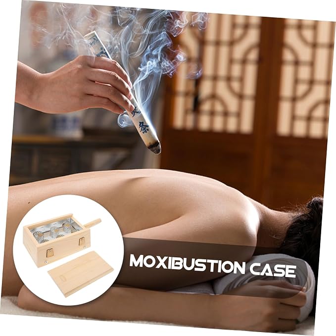 NOLITOY Wooden Moxibustion Box for Acupuncture Portable Moxibustion Kit Sticks Aromatherapy Tool
