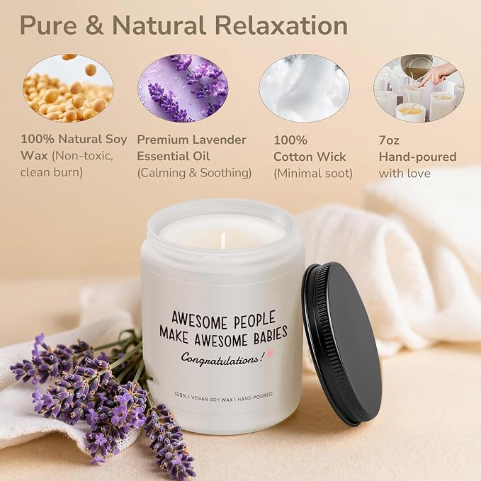 New Parents Gifts for Couples, Funny Pregnancy, New Born, Baby Shower, Gender Reveal Gifts, Parents to Be Gift, Expecting Mom - Lavender Scented Candle