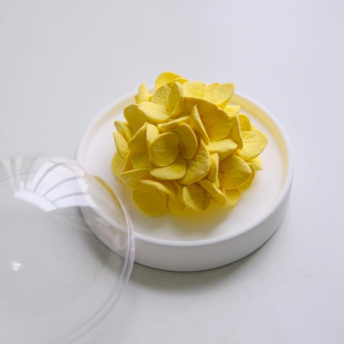 Essential Oil Passive Flower Diffuser -Non-Electric Peony Flower Porcelain Aromatherapy Diffusers for Small Mini Room, Desk Decorative, Bathroom (Yellow, Hydrangea)
