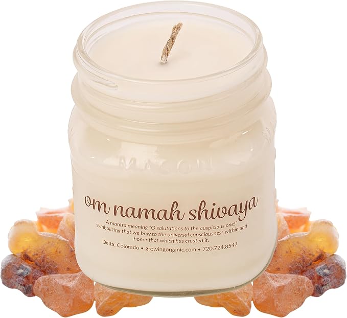 Meditation Soy Wax Candle, Relaxing and Banishing Negative Energy, Non-Toxic Handpoured Glass Jar Candle - Clean Burning, Long Lasting, Candles for Home, Fragrance (Frankincense + Myrrh)