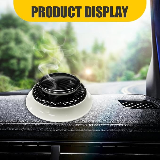 UFO Car Air Freshener Diffuser, Solar Powered Auto Rotary Aroma Diffuser, Long Lasting Aromatherapy Essential Oil Diffuser, Car Interior Decoration Accessories for Most Vehicles(White)