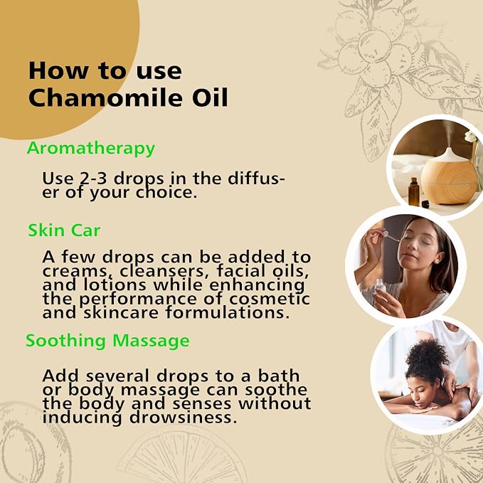 GM Gumili Chamomile Essential Oil 1 Oz - Pure Chamomile Oil for Skin, Relaxation & Aromatherapy, Diffuser, Massage & DIY