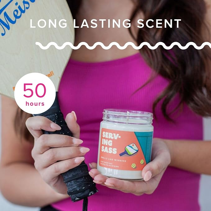 Serving Sass Soy Wax Candle – Rose, Clove & Patchouli – Pickleball Gift Candle, 9 oz Clean Burn