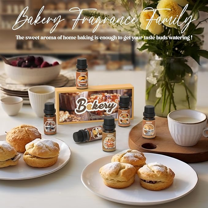 ARVIDSSON Bakery Essential Oils Set, Natural Fragrance Oil for Diffuser, Candle Making - Pumpkin Pie, Snickerdoodle, Gingerbread, Coffee Cake, Creamy Vanilla, Chocolate Cupcake
