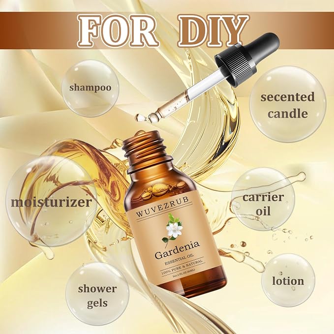 Gardenia Essential Oils 60ML, Pure Gardenia Essential Oil for Aromatherapy Diffuser - 2 Fl Oz