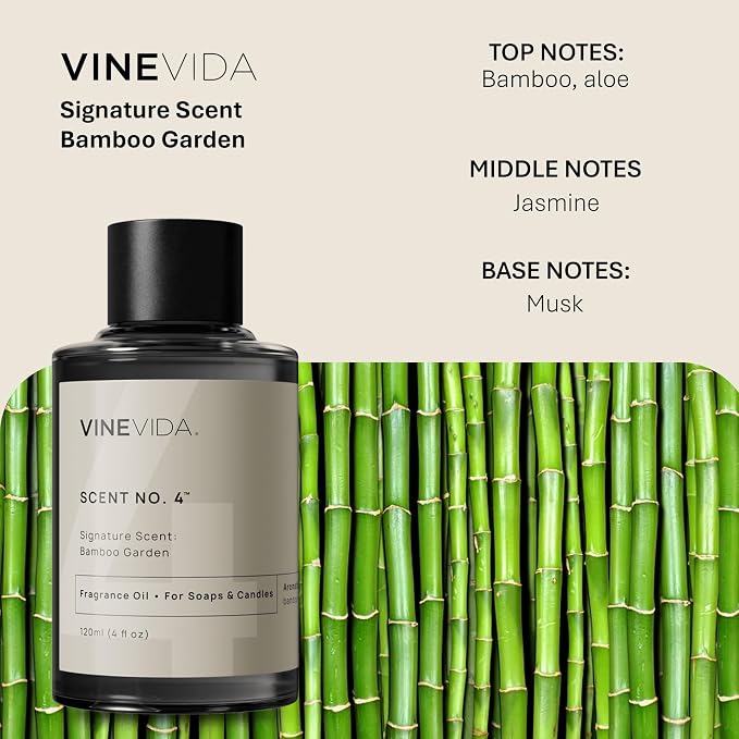VINEVIDA [4oz] Bamboo Garden - Fragrance Oil for Candle Making and Soap Making - Premium Candle Scents for Soy Candles