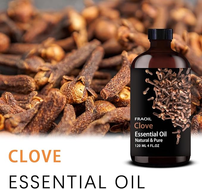 Clove Essential Oil, Clove Oil 4 Fl Oz 120ML for Diffuser Humidifier Yoga Cleaning DIY Candle Soap Making Essential Oils