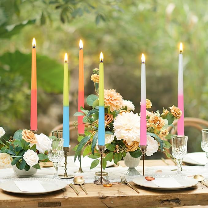 Candlesticks Long Taper Candle,Rose Scented 10 Inches Colorful Candle Sticks Smokeless Tapered Candles for Home Décor Holiday Gifts 6pcs