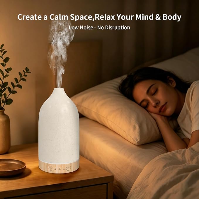 SPLITSKY 150ML Essential Oil Diffuser,Ultrasonic Aromatherapy Diffusers for Home with Remote Control,7 Color LED Lights,3 Timers,7 Hours Quiet,with 2 Mist Modes,Waterless Auto Off,for Bedroom, Home
