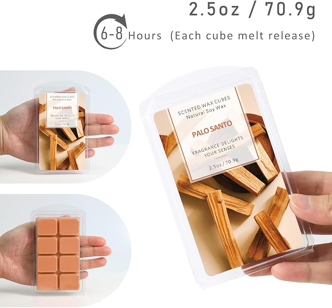 SCENTORINI Wax Melts, Summer Scents Wax Cubes, Palo Santo Scent Wax Melts Strong Scent, Soy Scented Wax Melts for Warmer, 2 x 2.5 oz