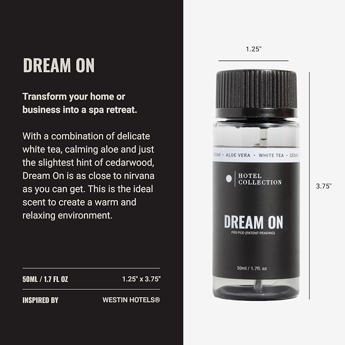 Hotel Collection Diffuser Oil-Dream On Pro-Pod-Aromatherapy Essential Fragrance-Luxury Hotel Inspired-White Tea, Cedarwood & Amber-50ML 1.7 Fl oz