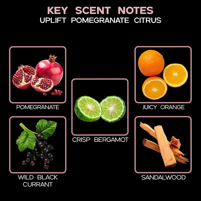 Reed Diffuser Set, Uplift Pomegranate Citrus Scented Oil Diffuser with Sticks, Home Fragrance Accessories for Bathroom Shelf Decor, Aroma Diffusers for Home or Office Desk, USA Made