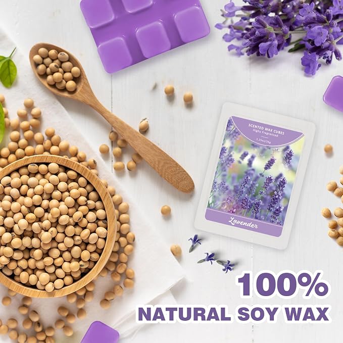 SCENTORINI Wax Melts Wax Cubes, Summer Scent, Lavender Wax Melts for Sleep, Scentsy Wax Melts for Warmer 4 Pack, Scented Soy Wax Strong Scent, 4 * 1.25oz