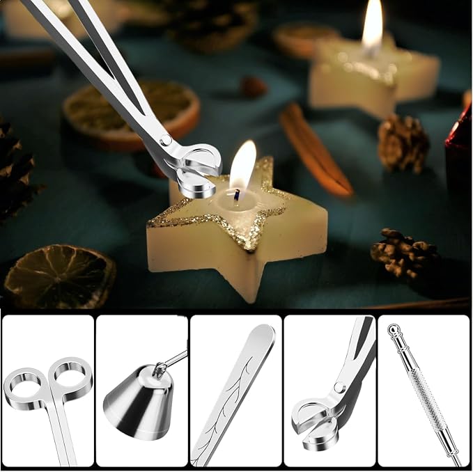 3 in 1 Candle Accessory Set wit, Wick Cutter & Wick Scissor Candle Gift Set for Candle Lovers