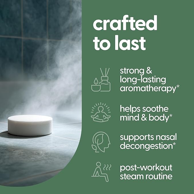 Eucalyptus Aromatherapy Shower Steamers – Supports Sinus Relief, Relaxation, Sleep, and Post-Workout Recovery – 14 Individually Wrapped Essential Oil Tablets by M3