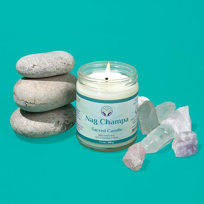 Heal The Masses White Sage Candles for Cleansing House Chakra Healing | Energy Cleansing Smudge Candle | Natural Aromatherapy Candle | Sage for Cleansing House Negative Energy (7 oz) (Nag Champa)