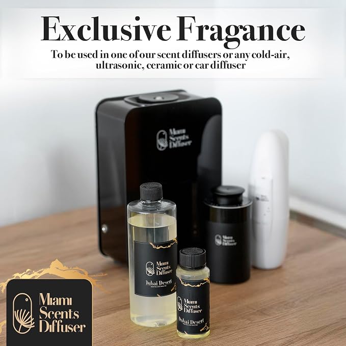 Dubai Desire Essential Oil Refill Luxury Hotel Inspired - Long Lasting Aroma for Home & Office Diffuser - 120 ml Fresh Blend of White Tea, Lily and Aloe Vera, Scent for Office Wellness Aromatherapy.