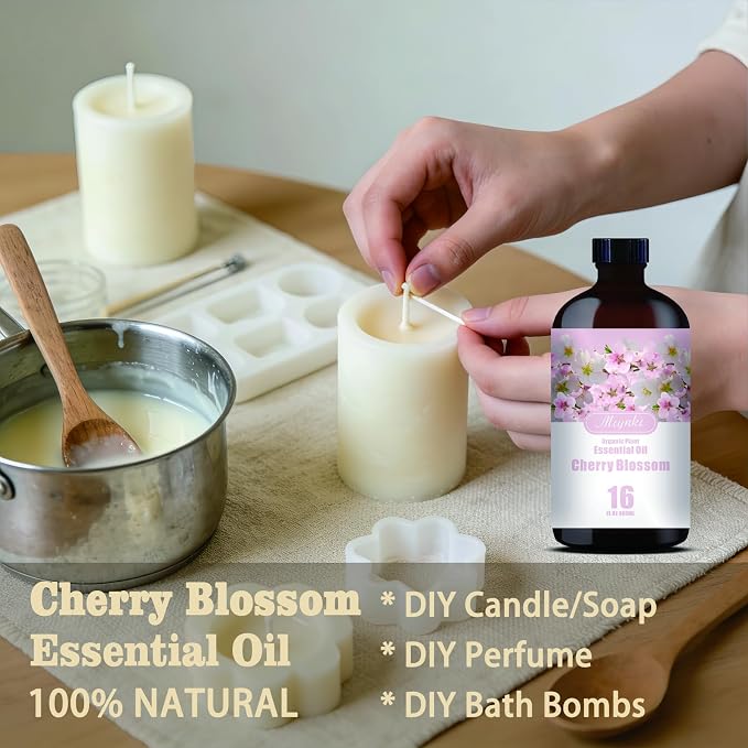Cherry Blossom Essential Oil, Cherry Blossom Oil for Diffuser, Humidifier, DIY Candle, Soap, Floral Scent, Home, Gift Ready,Cherry Blossom Fragrance Oil - MLYNKL Essential Oils (16.33 fl oz / 490ml)