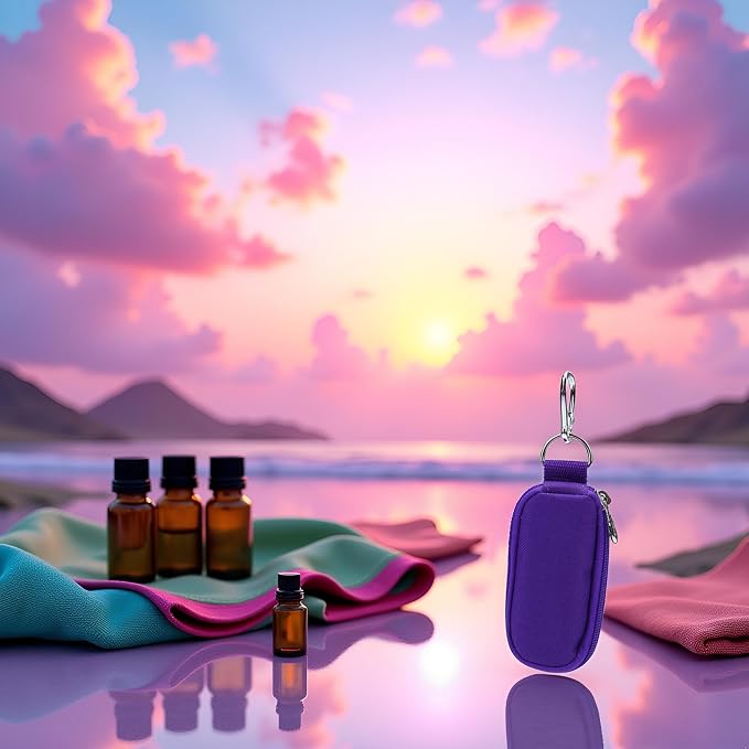 Jowxsx Purple Portable Small Essential Oils Keychain Pouch Kit for 5/10/15ml Carrying Travel Bag for Oil Bottles (without bottle) Bags and Cases