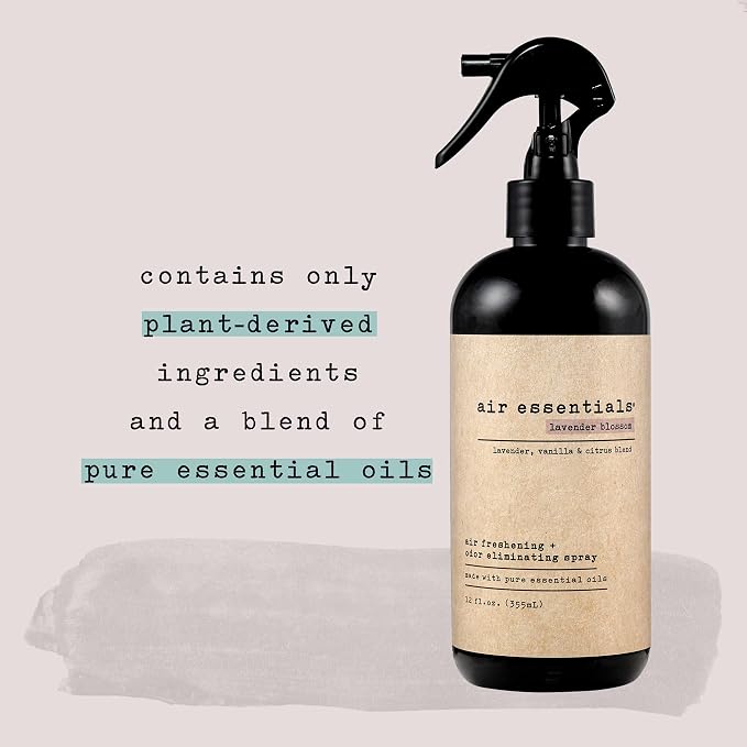 Air Essentials 12 oz Air Freshener & Odor Eliminator Spray - Neutralize Odors from Smoke, Pets, Food & Garbage in Homes, Offices & Cars - Made with Clean Essential Oils (Lavender Blossom, 2-Pack)