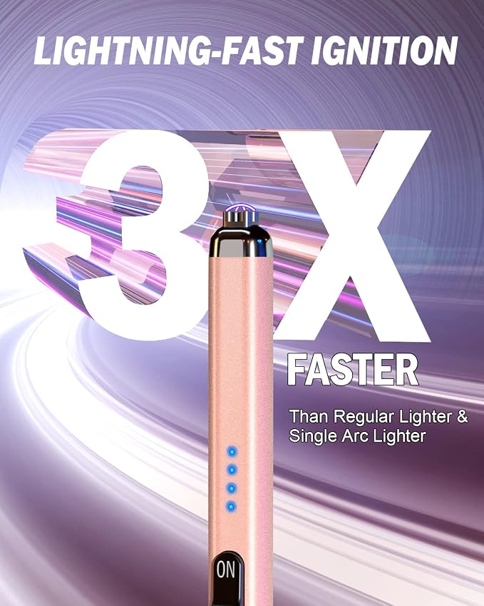 Dual Arc Electric Candle Lighter Gift Box Rechargeable USB Lighter Gifts for Women Men Plasma Arc Lighters for Candle Gift Choice (Rose Gold)