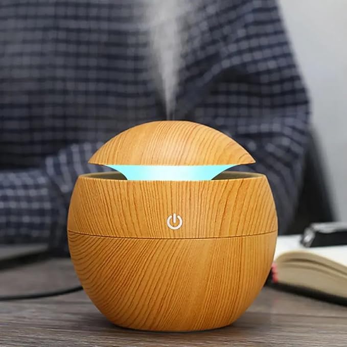 7 Colour LED Air Diffuser & Humidifier with Aromatic Essential Oil Feature | 130ml Ultrasonic Cool Mist | Auto Shut-Off | Aromatherapy Diffuser for Home, Office, Spa and More!