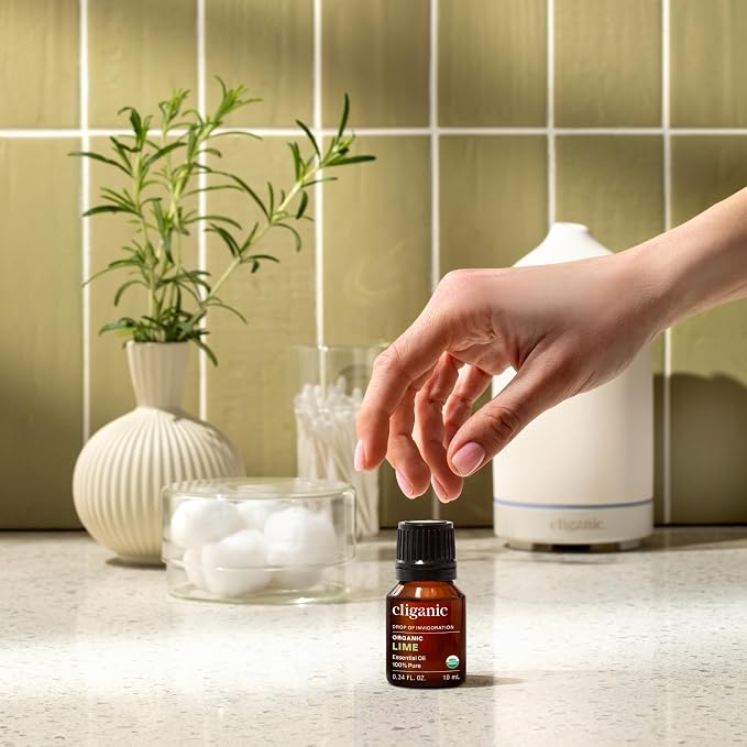Cliganic Organic Lime Essential Oil for Hair, Skin, Aromatherapy - 100% Pure Natural Undiluted | Non-GMO Verified