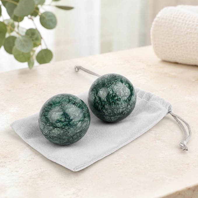 Coolrunner 2'' Marble Baoding Balls Chinese Health Stress Relieve Hand Exercise Hand Massage Hand Balls (Green)