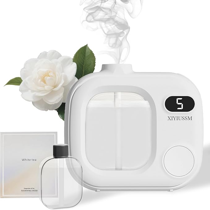 Waterless Essential Oil Diffuser Portable Cordless Aromatherapy Scent Machine for Home Office Car Large Room Battery Powered Ultrasonic Diffuser with 5 Mist Modes for Bedroom Classroom Travel