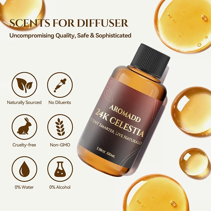 AROMADD AROMADD 24K Celestia Hotel Diffuser Oil Inspired by Luxury Hotel Collection Scent, Premium Fragrance Oil for Waterless, Cold Air & HVAC Diffusers, Long-Lasting Home Scent, 3.38 fl oz (100 mL)