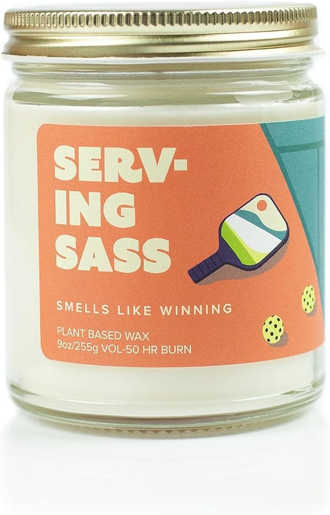 Serving Sass Soy Wax Candle – Rose, Clove & Patchouli – Pickleball Gift Candle, 9 oz Clean Burn